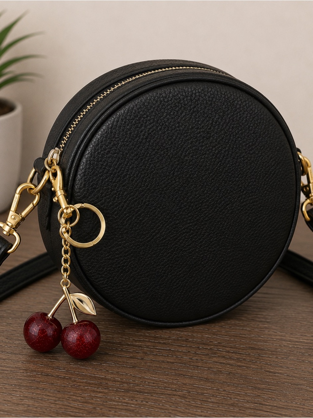 Sparkle cherry bag charm key chain